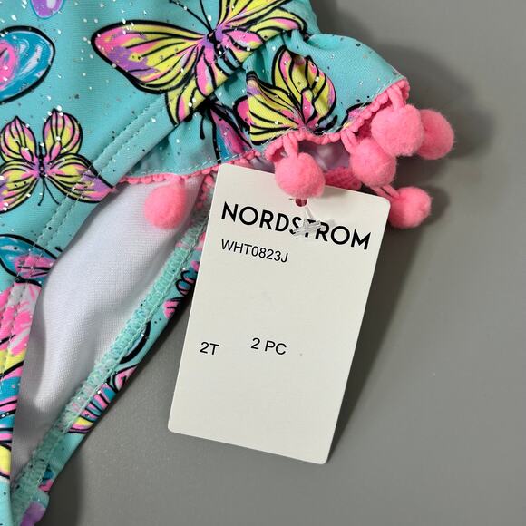 Betsey Johnson Kids Butterfly Rashguard 2 Piece Set in Blue Aruba Wave Zone - Picture 6 of 6